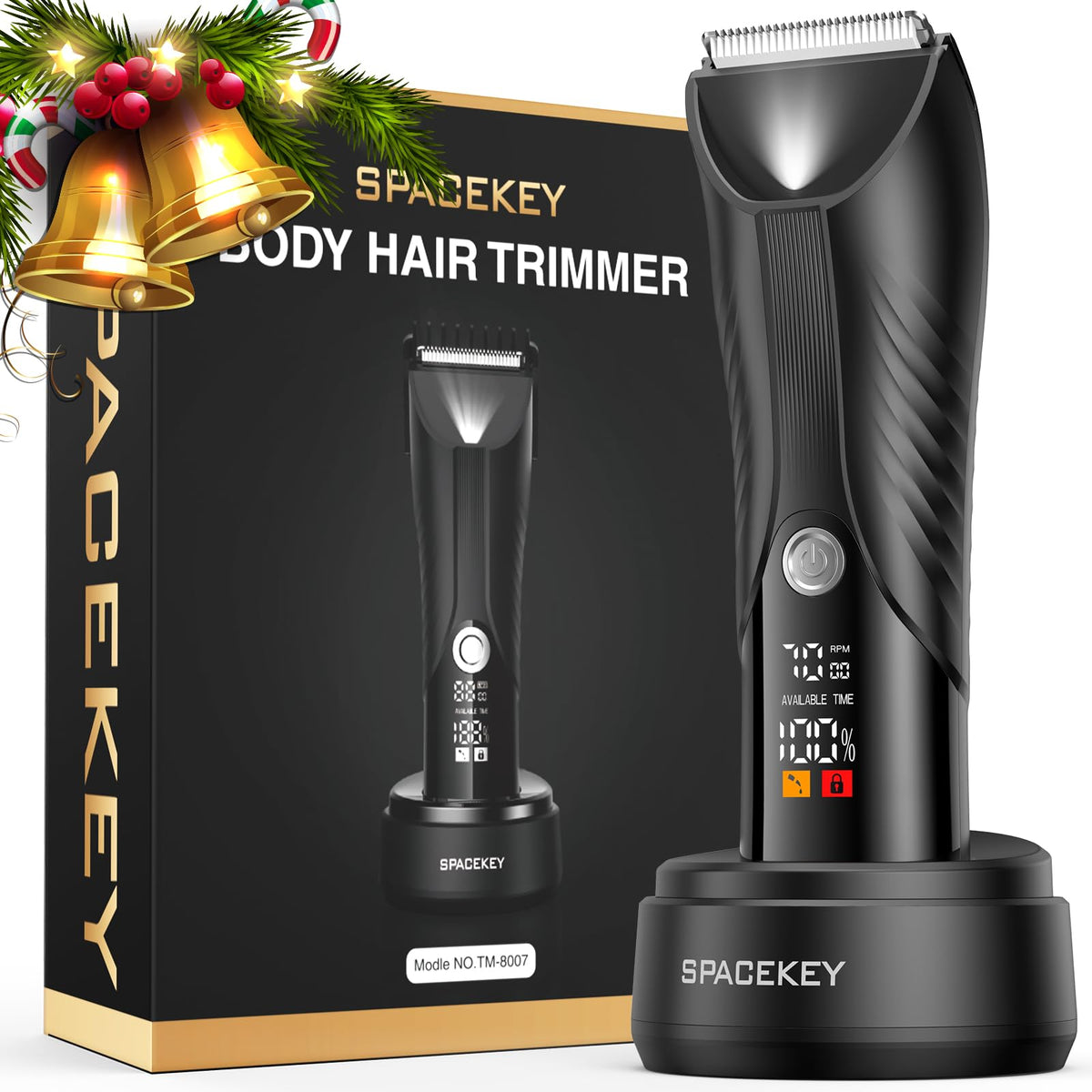 Spacekey Electric Body Hair Trimmer with LED Light enables precise grooming.