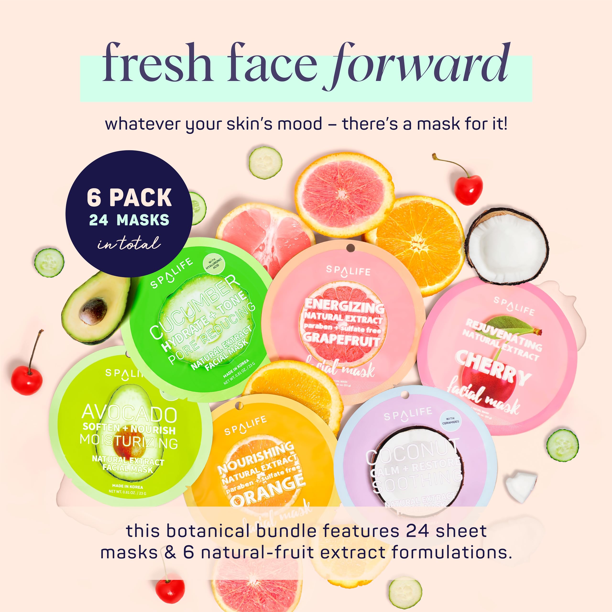 SpaLife orange-formula sheet mask close-up highlighting vitamin C for radiant skin