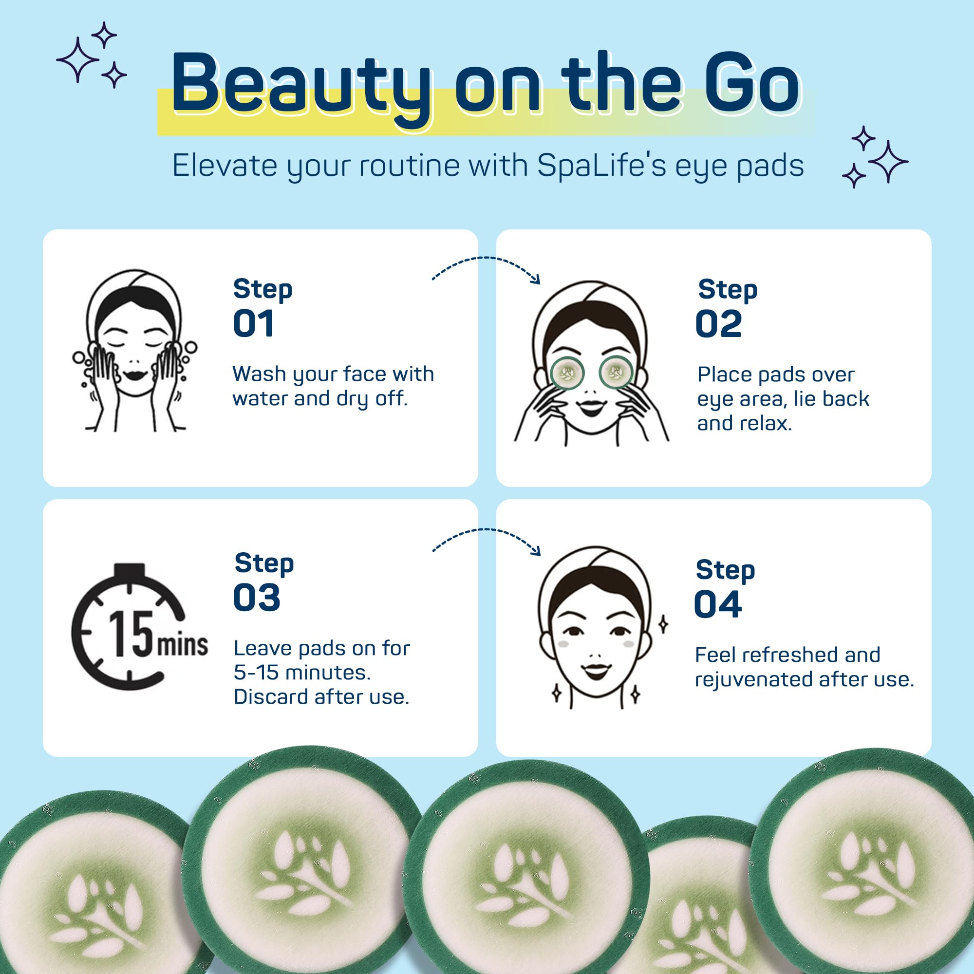 SpaLife Cucumber Eye Patches closeup-texture shows serum-soaked patches.
