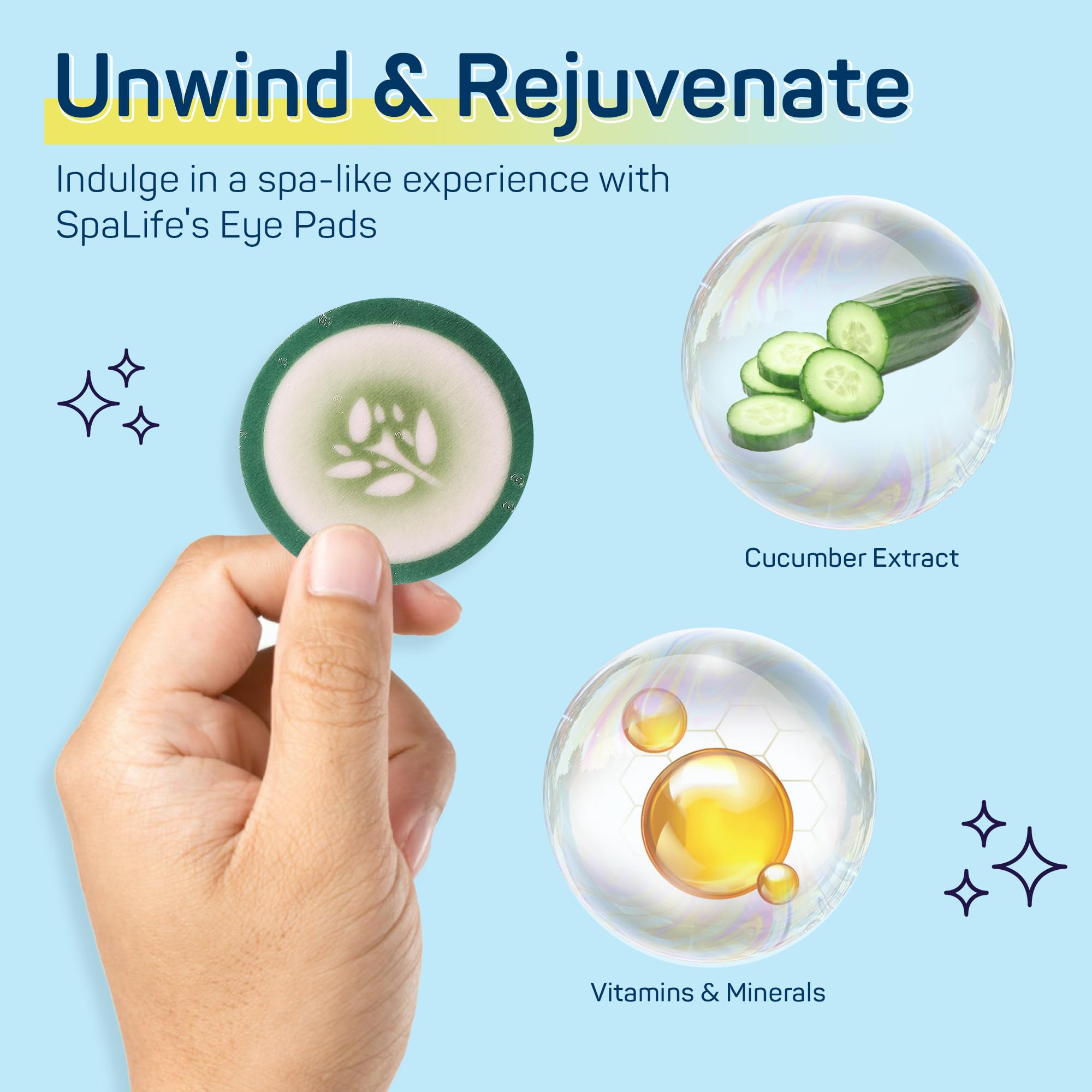 SpaLife Cucumber Eye Patches cooling-effect for refreshed looking eyes after long day.