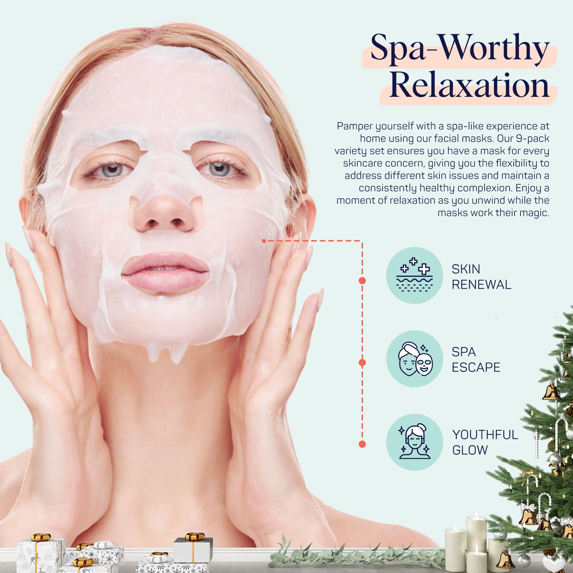 SpaLife easy-application-mask illustrates effortless at-home routine with quick, rejuvenating results.