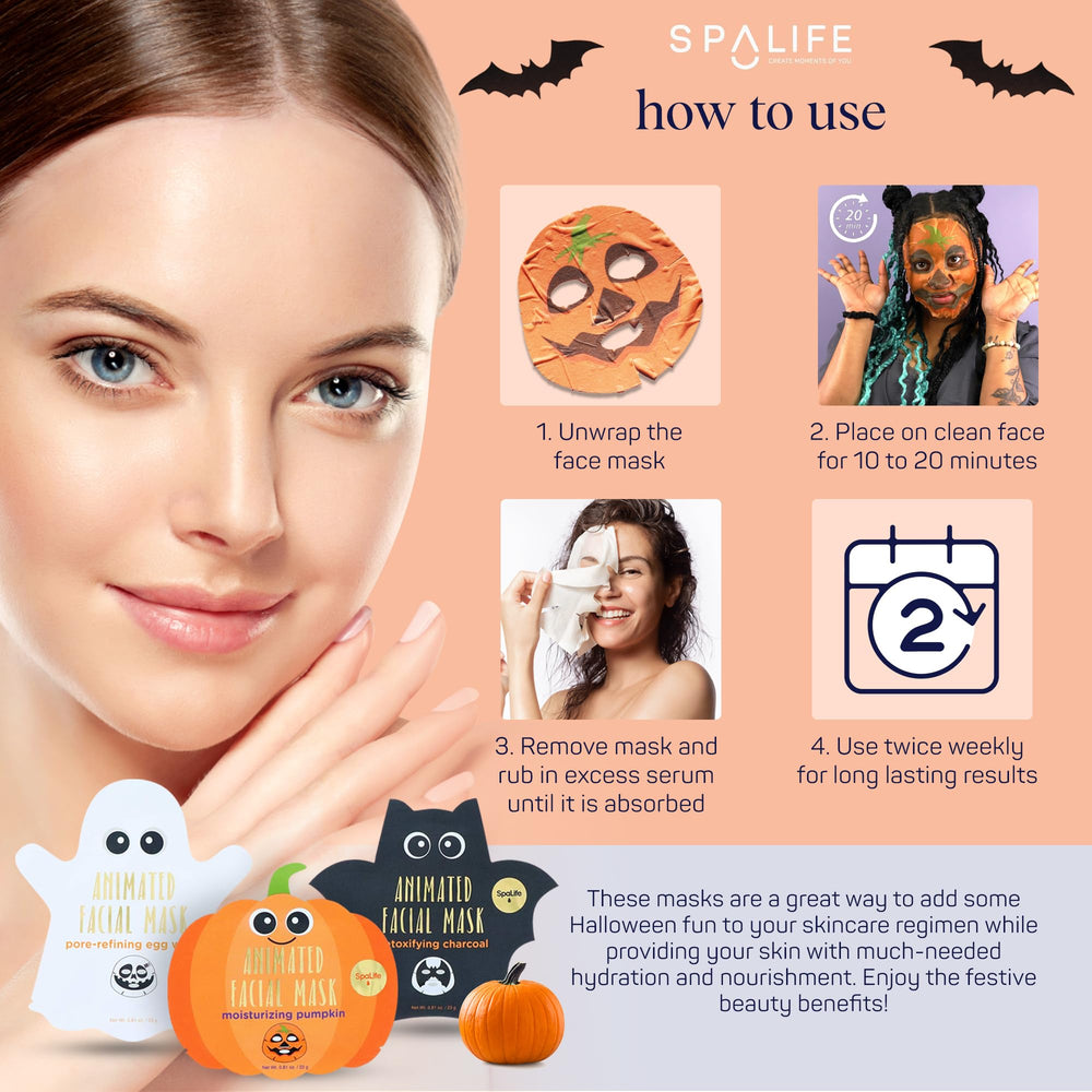 SpaLife Halloween Bundle visual combines three masks for a seasonal skincare routine.