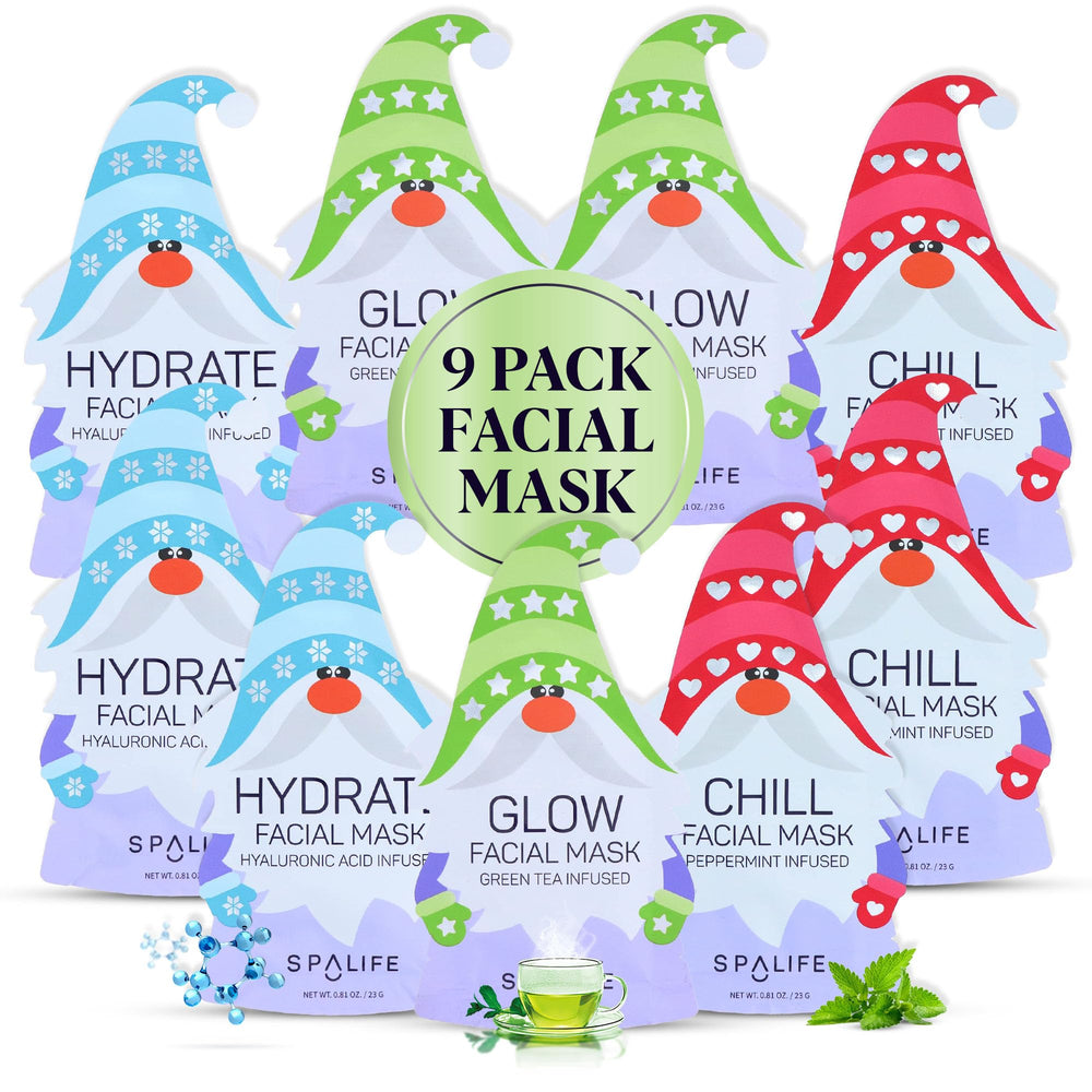 SpaLife Holiday Gnome Mask Pack shown for radiant glow and festive skin pampering.