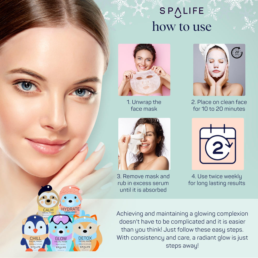 SpaLife Snow Buddies mask peppermint element signaling soothing feel and gentle hydration