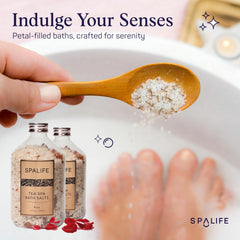 SpaLife Tea Spa effervescent salts fizzing in tub during luxurious soak.