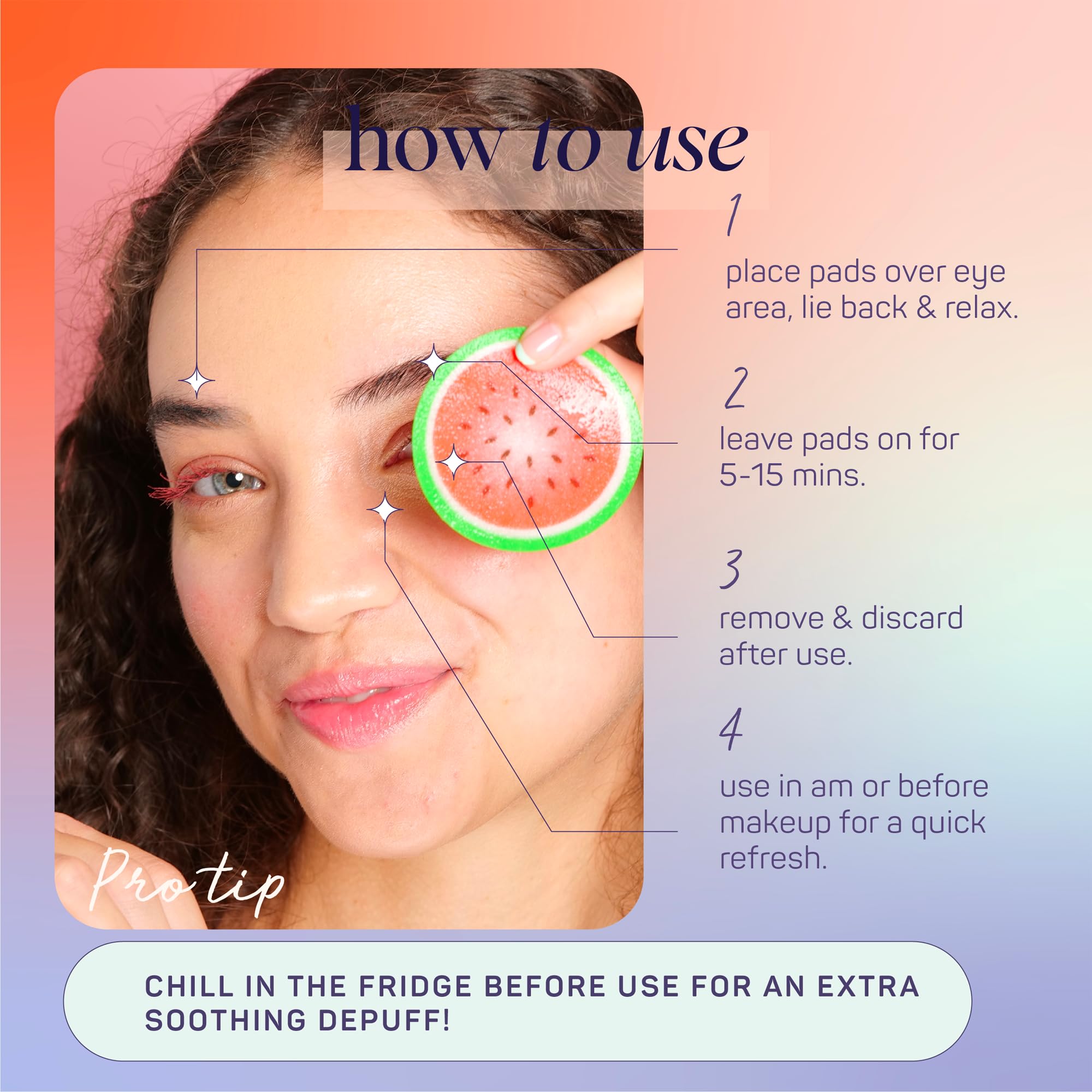 SpaLife after-use glow from watermelon eye pads on rested-looking eyes