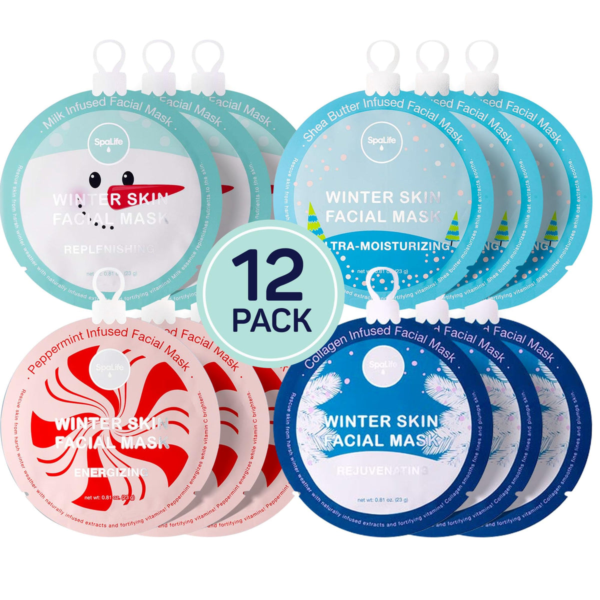 SpaLife Winter Skin 12-pack box image highlights a hydrating, winter skincare bundle for dry skin.