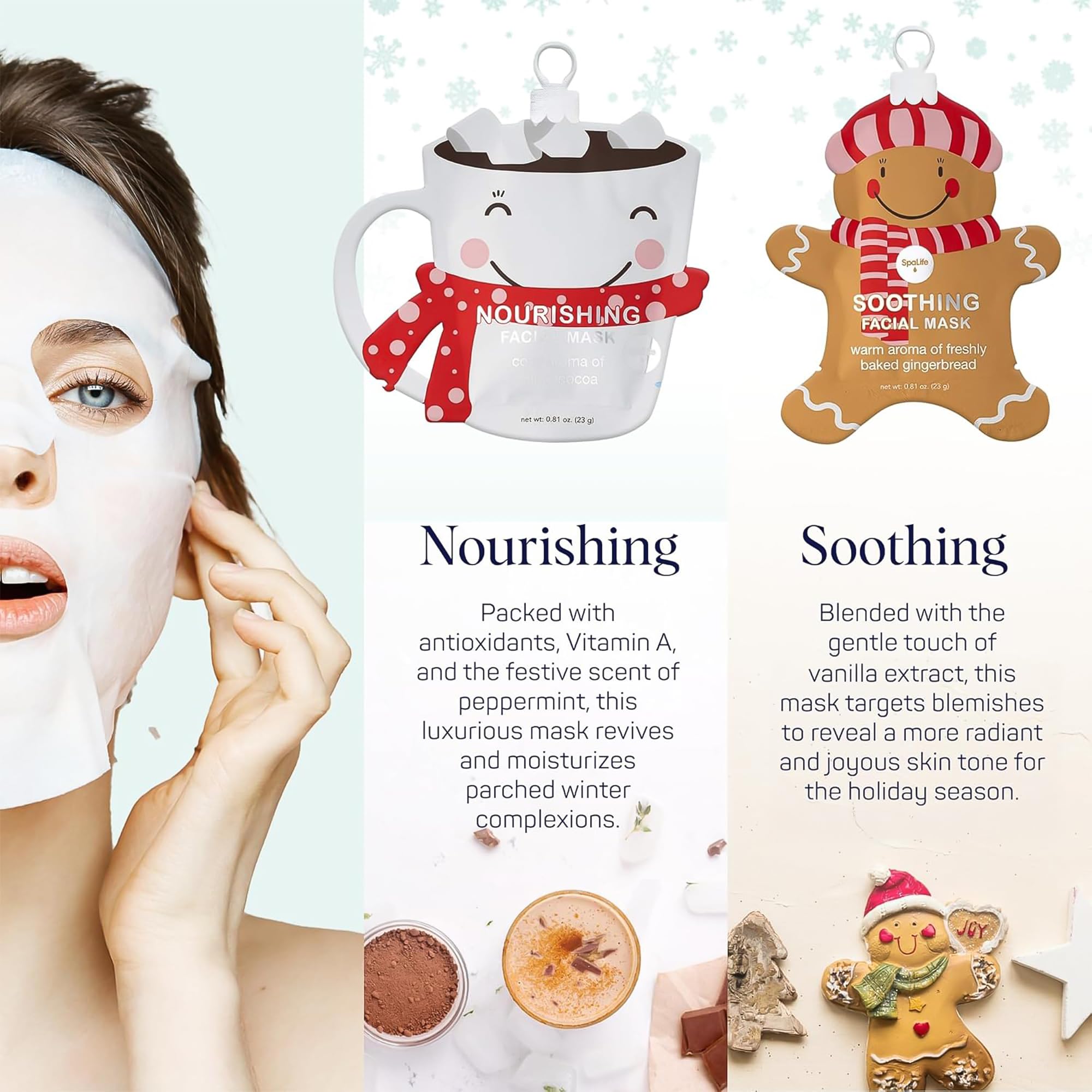 SpaLife collagen mask close-up emphasizing firming and elasticity support for a plumper look