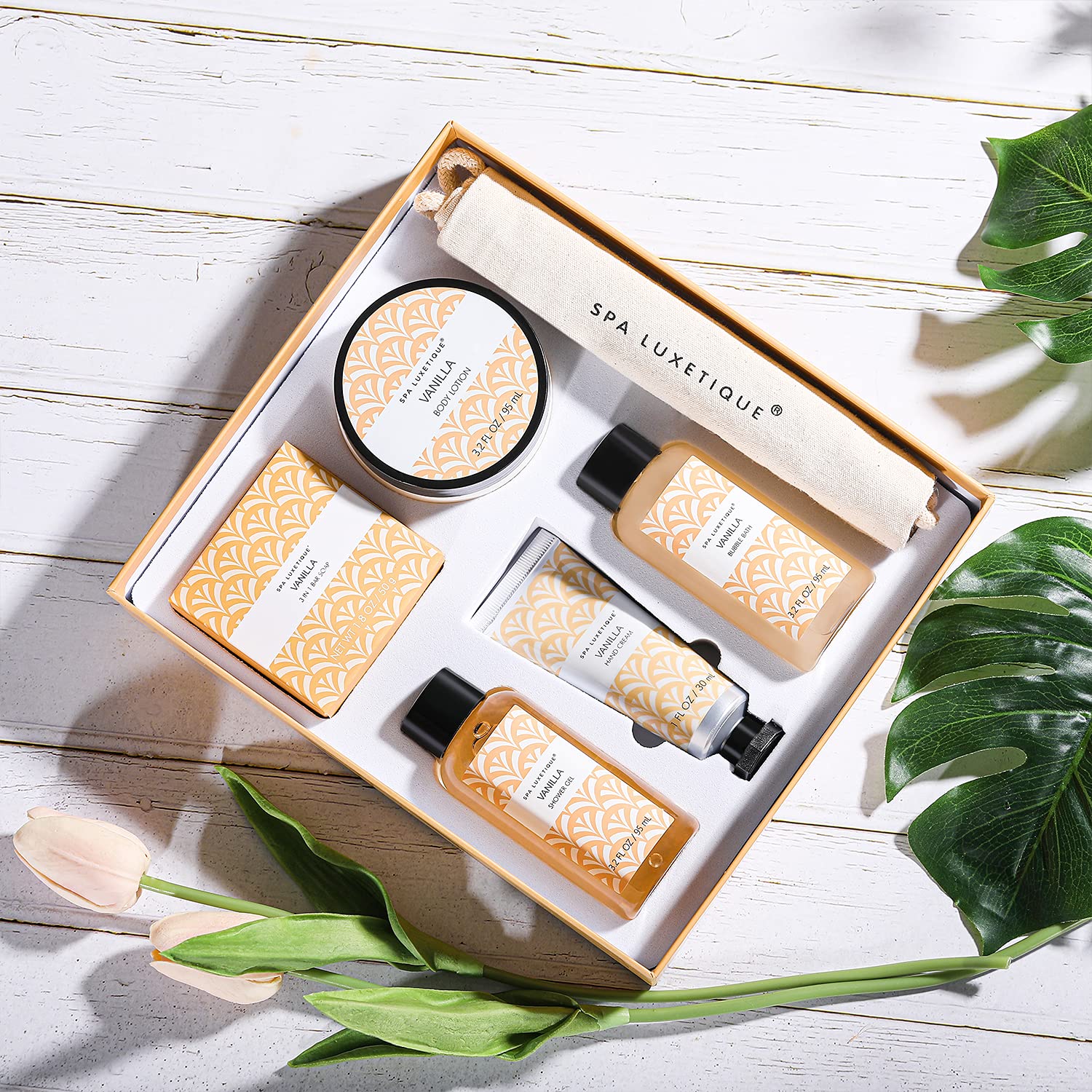 Spa Luxetique vanilla bath set hand cream tube for portable moisture care