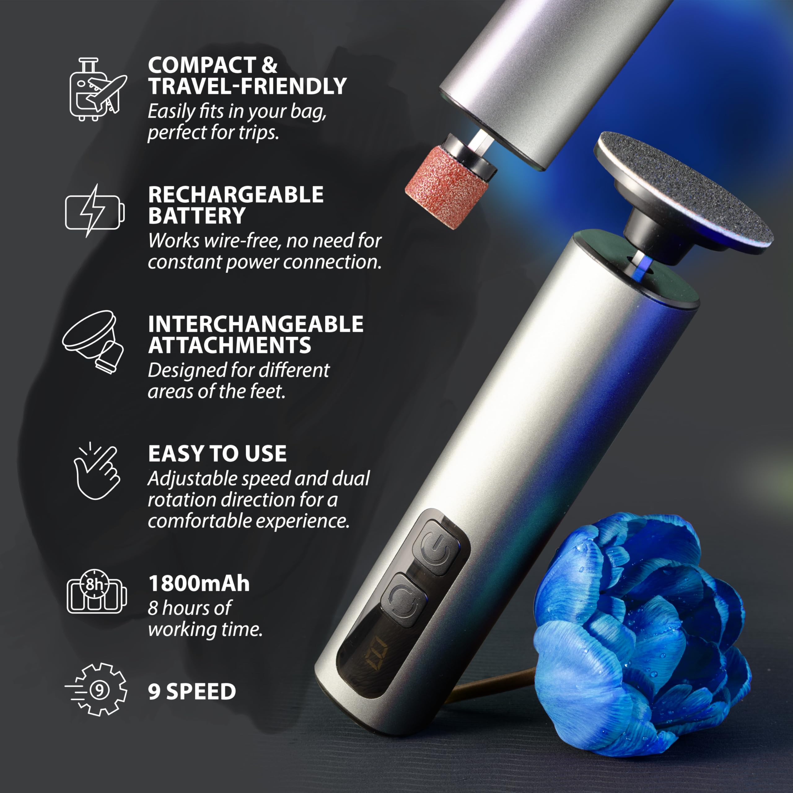Spargos callus remover Type-C charging port close-up