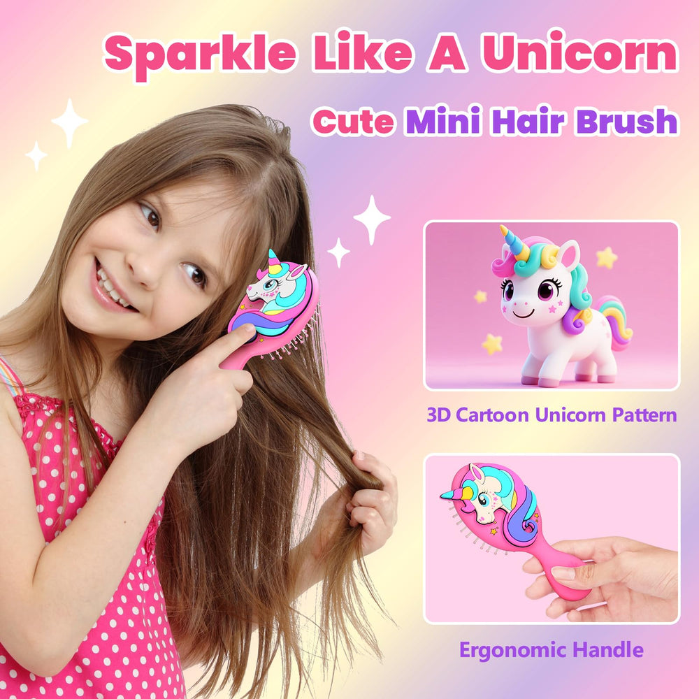 Sparkle Unicorn hair brush bristles closeup highlights soft ball-tipped bristles for sensitive scalps
