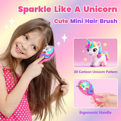 Sparkle Unicorn hair brush bristles closeup highlights soft ball-tipped bristles for sensitive scalps