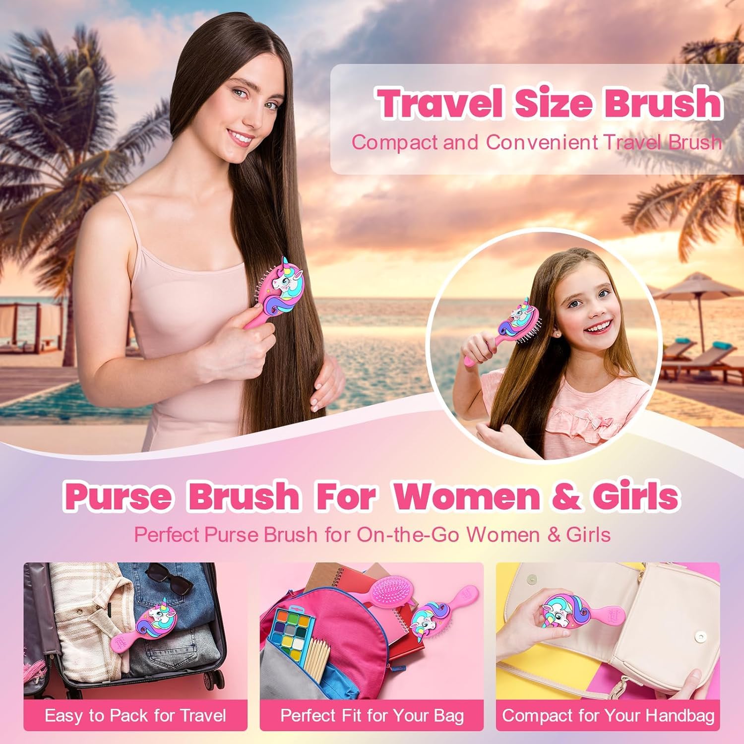 Sparkle Unicorn travel-compact design fits purses for on-the-go touch-ups