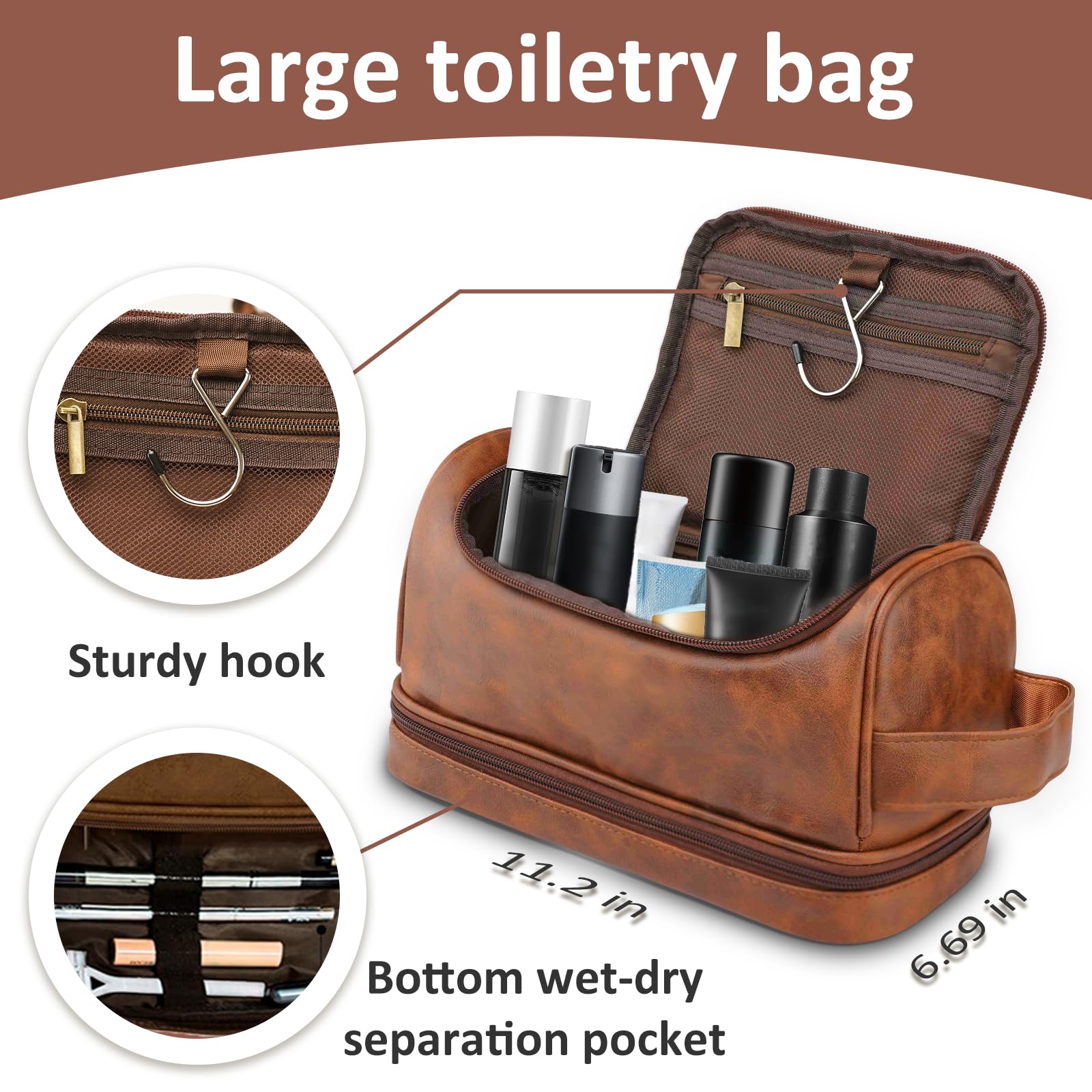 Sparklove toiletry bag travel-ready with built-in hook for portability