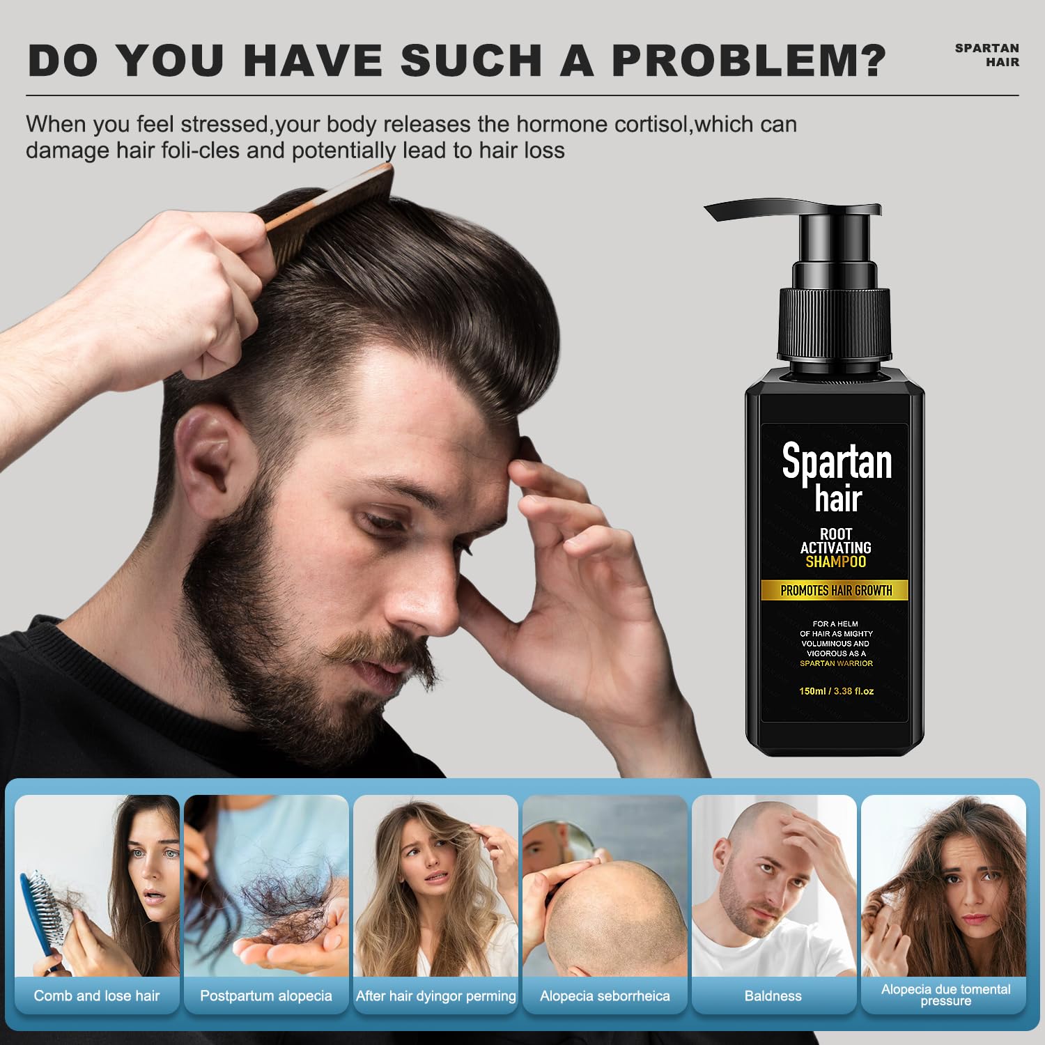 SPARTAN HAIR Root Activator Shampoo lather demonstration for quick cleanse.