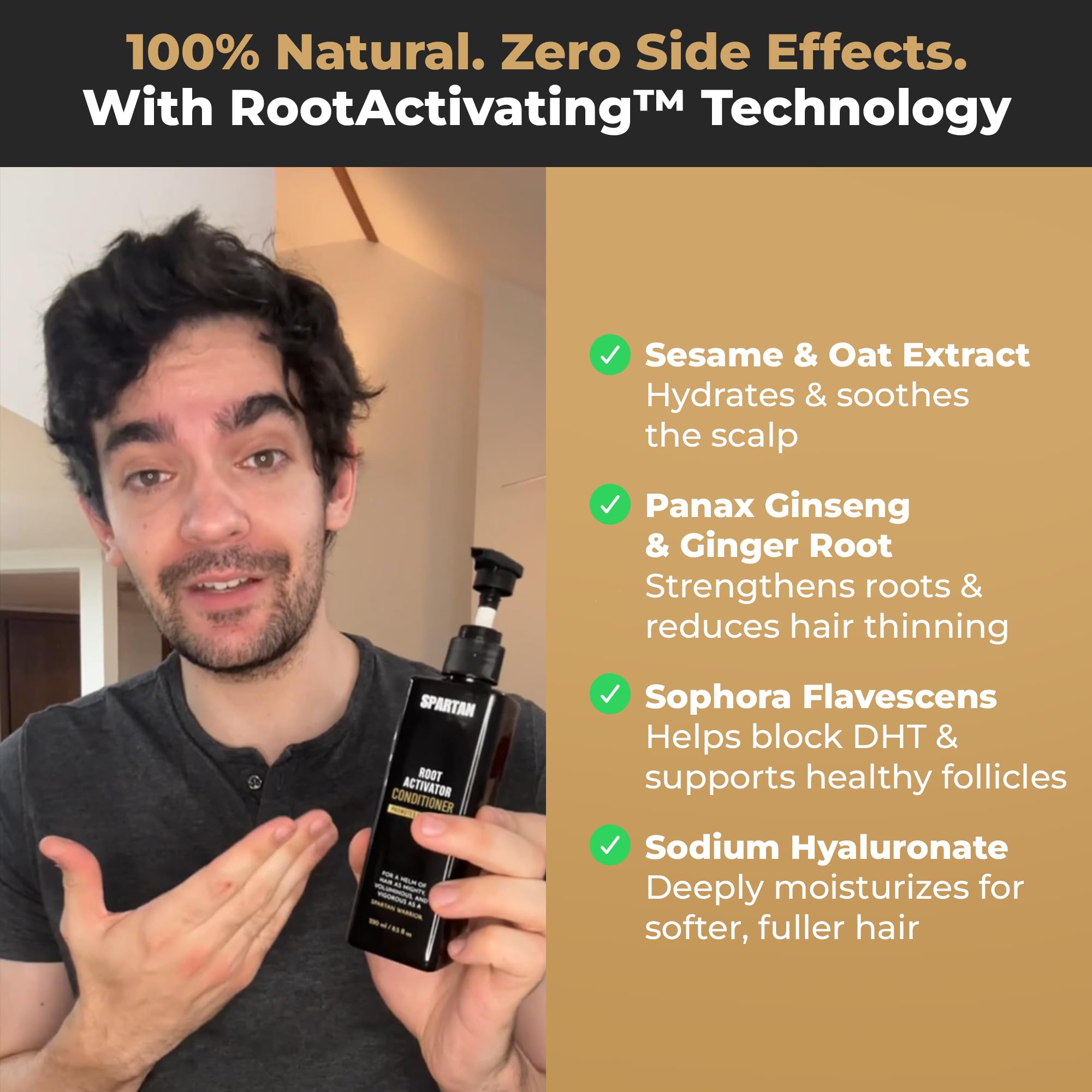 SPARTAN Thickened hair texture closeup demonstrates improved density over time.