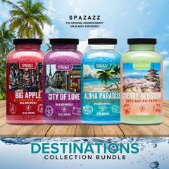 Spazazz Destinations City of Love crystals evoke romance-like scent for calm spa sessions.