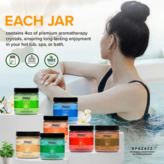 Spazazz Grapefruit Orange bath salt shot emphasizes citrus freshness for brightening bath time.