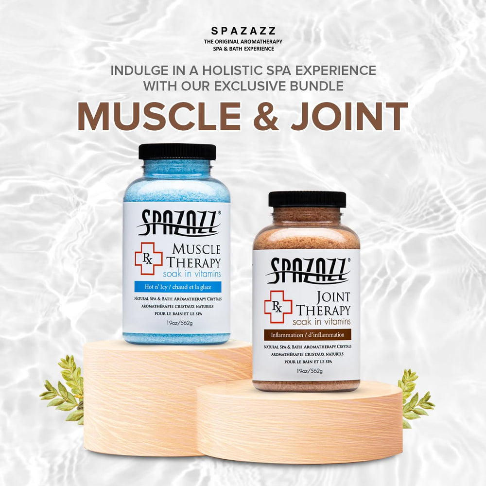 Spazazz hot tub aromatherapy scents bottles to elevate spa ambiance.