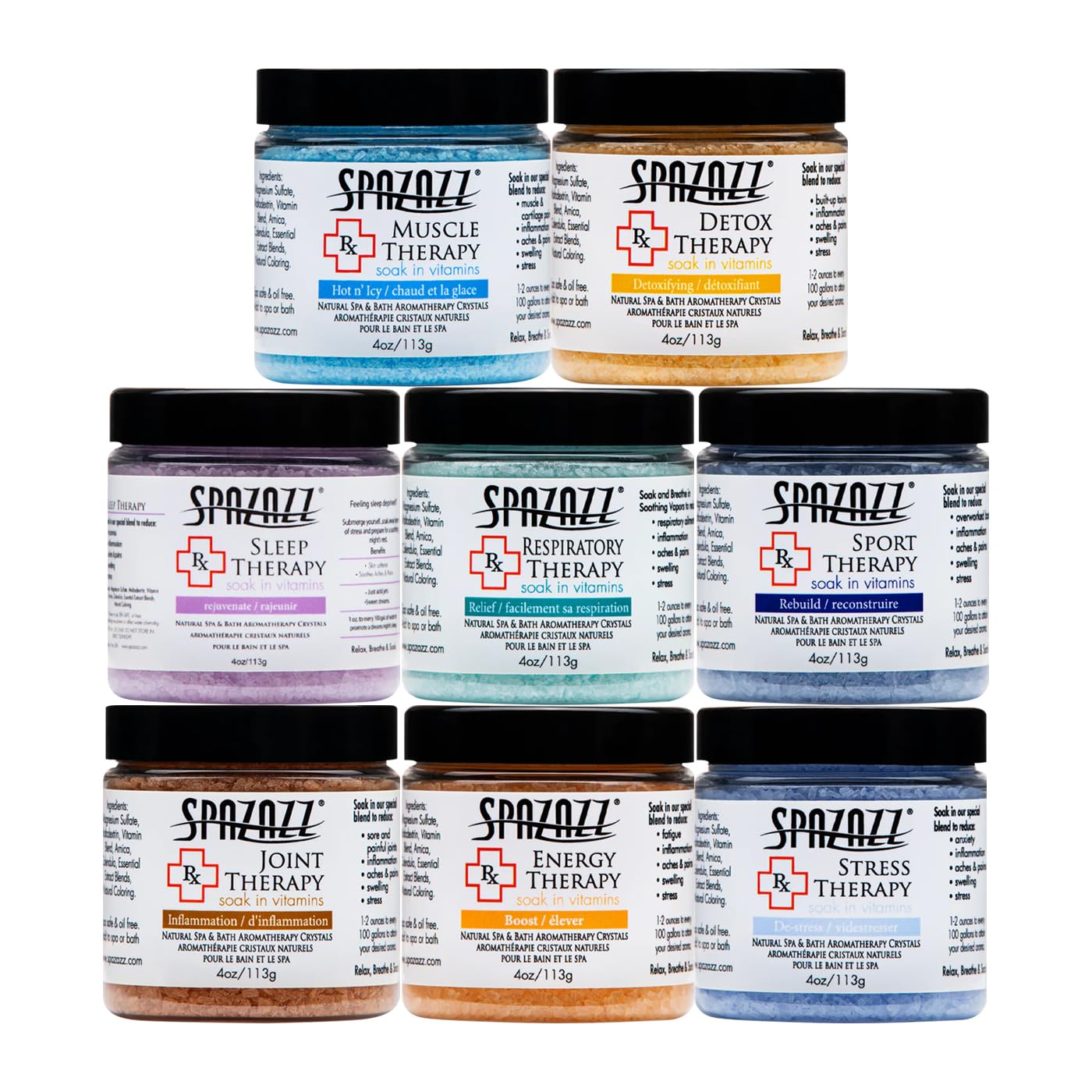 Spazazz RX Therapy muscle-sample-crystal soothes muscles with a calming spa aroma.