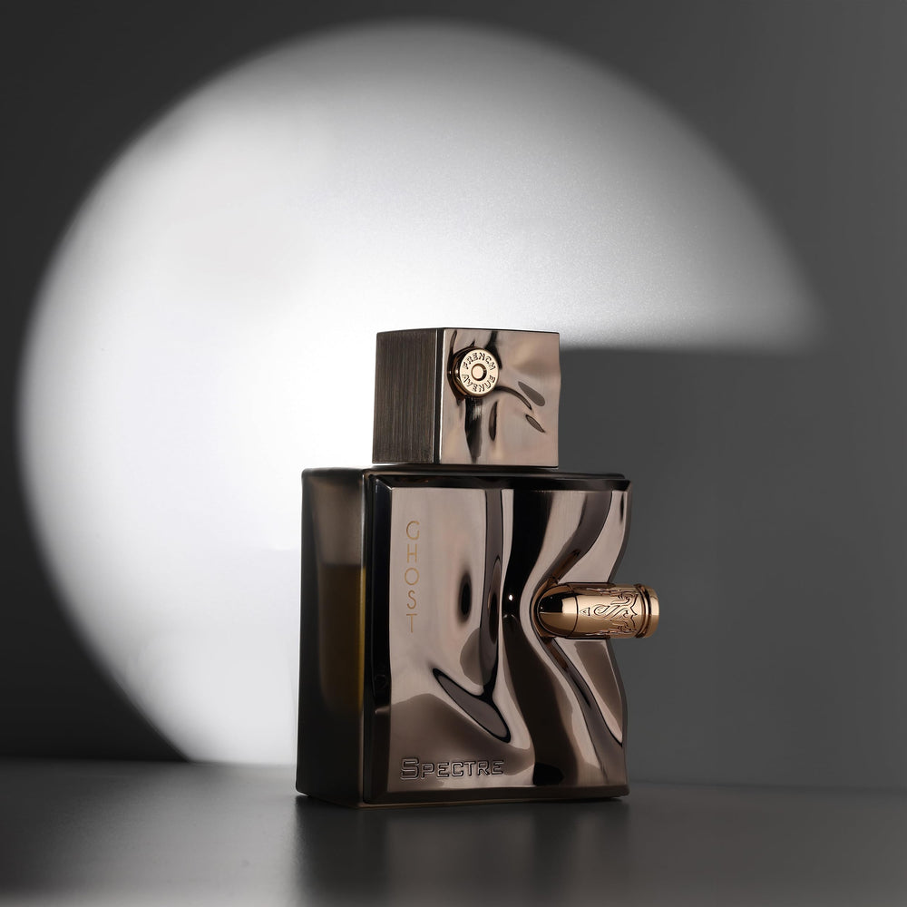 Spectre Ghost bottle side view highlighting sleek packaging.