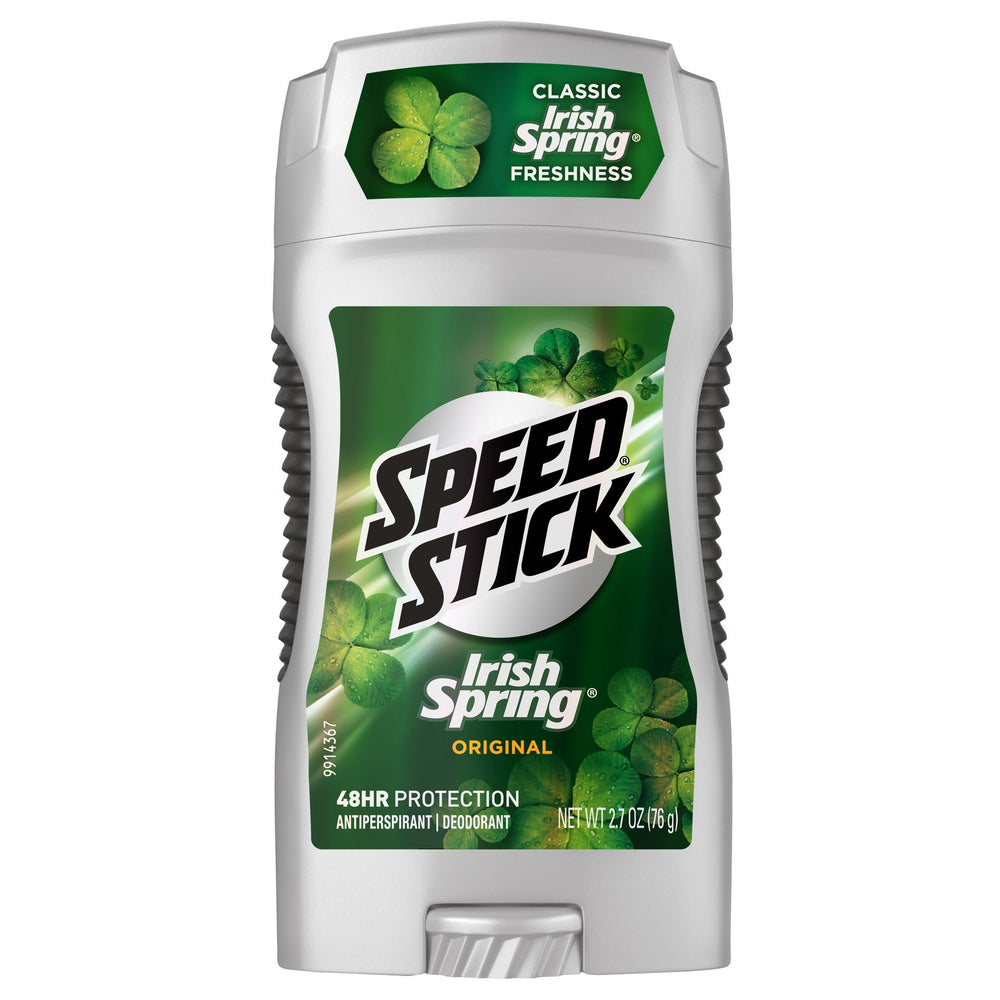 Speed Stick Irish Spring Original bottle delivers lasting fragrance and protection.