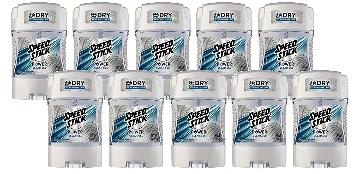 Speed Stick Power Gel packaging shows 10-count pack for value