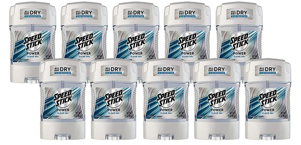 Speed Stick Power Gel packaging shows 10-count pack for value