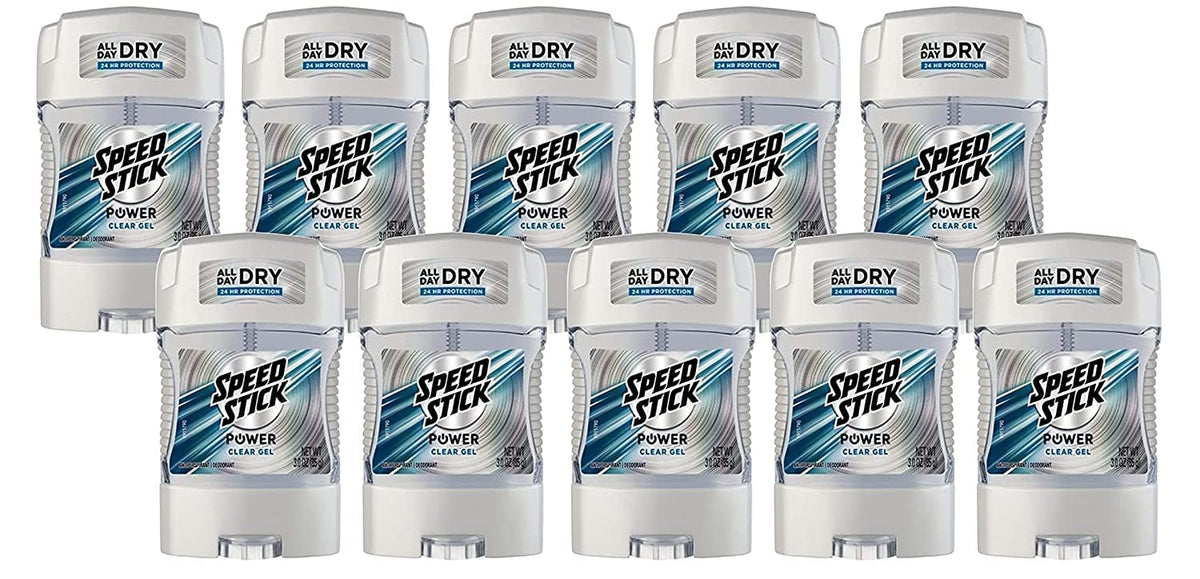 Speed Stick Power Gel packaging shows 10-count pack for value