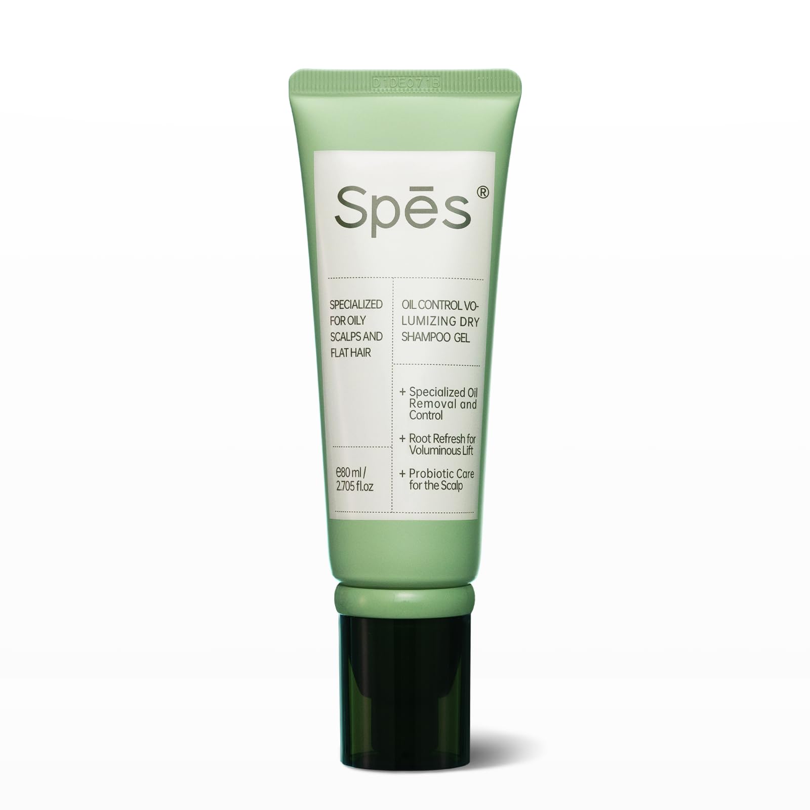 Spes dry shampoo second gen on-the-go tube enables quick touch-ups.