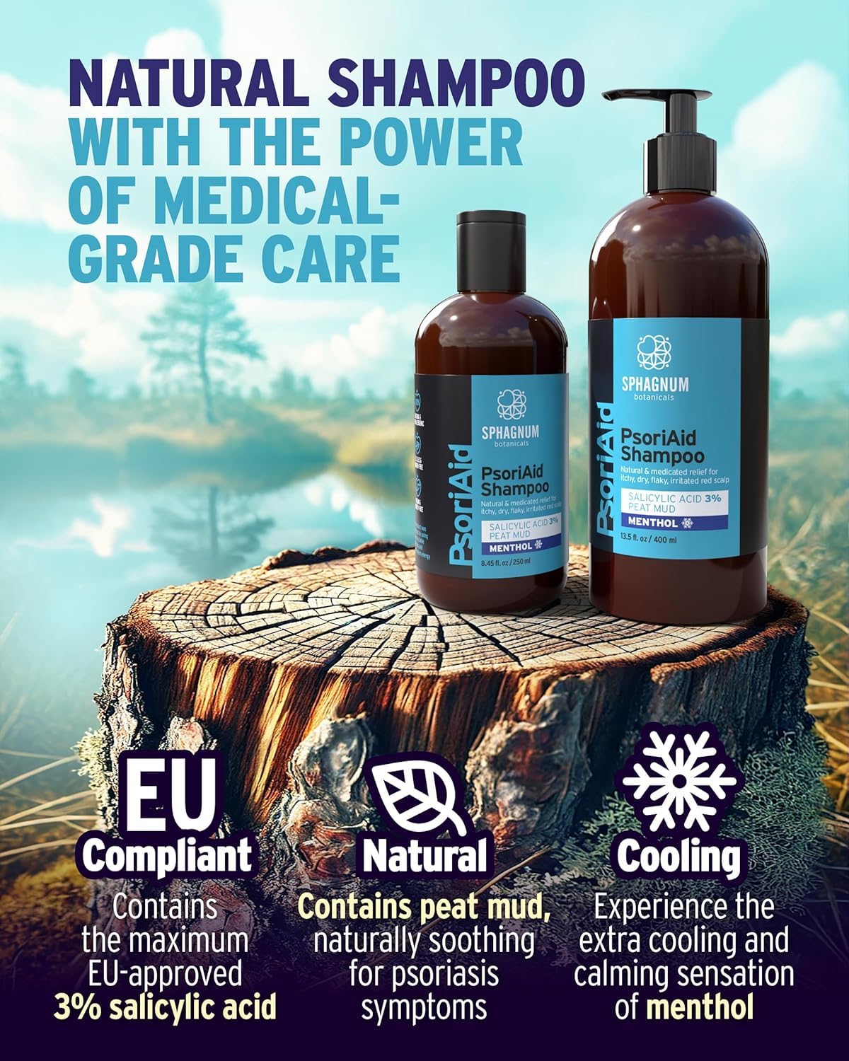 Sphagnum Botanicals Psoriasis Shampoo foamy lather shows creamy cleansing experience