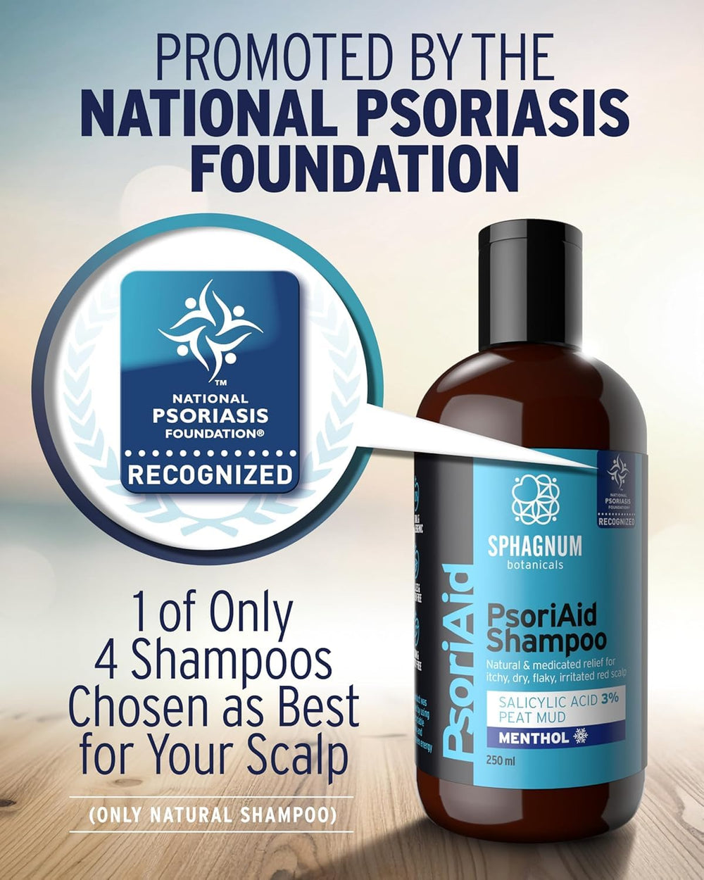 Sphagnum Botanicals Psoriasis Shampoo menthol splash evokes refreshing scalp relief
