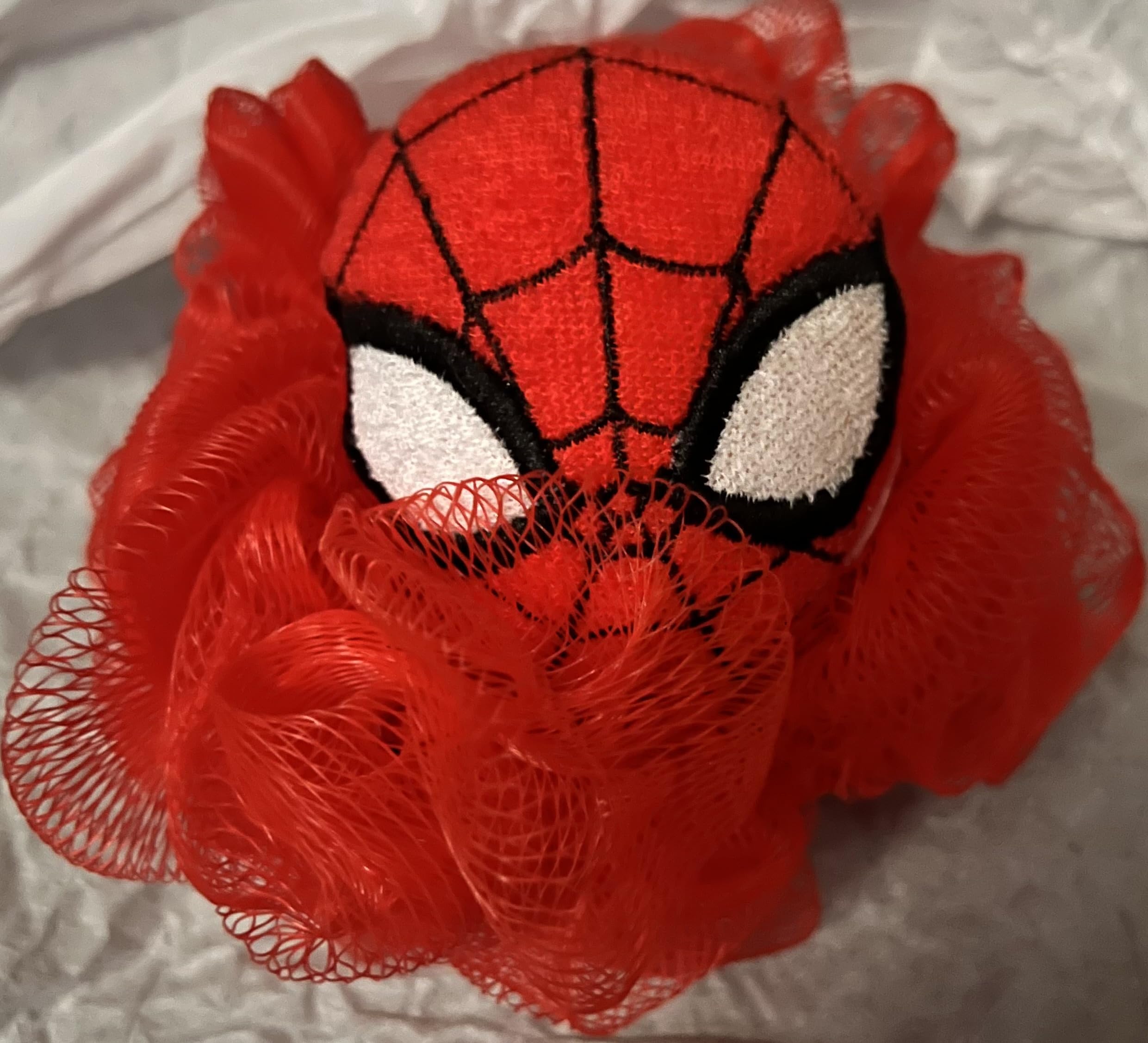 Spider-Man kids bath loofah features soft microfiber for gentle, fun bath time.
