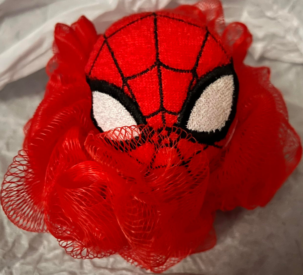 Spider-Man kids bath loofah features soft microfiber for gentle, fun bath time.