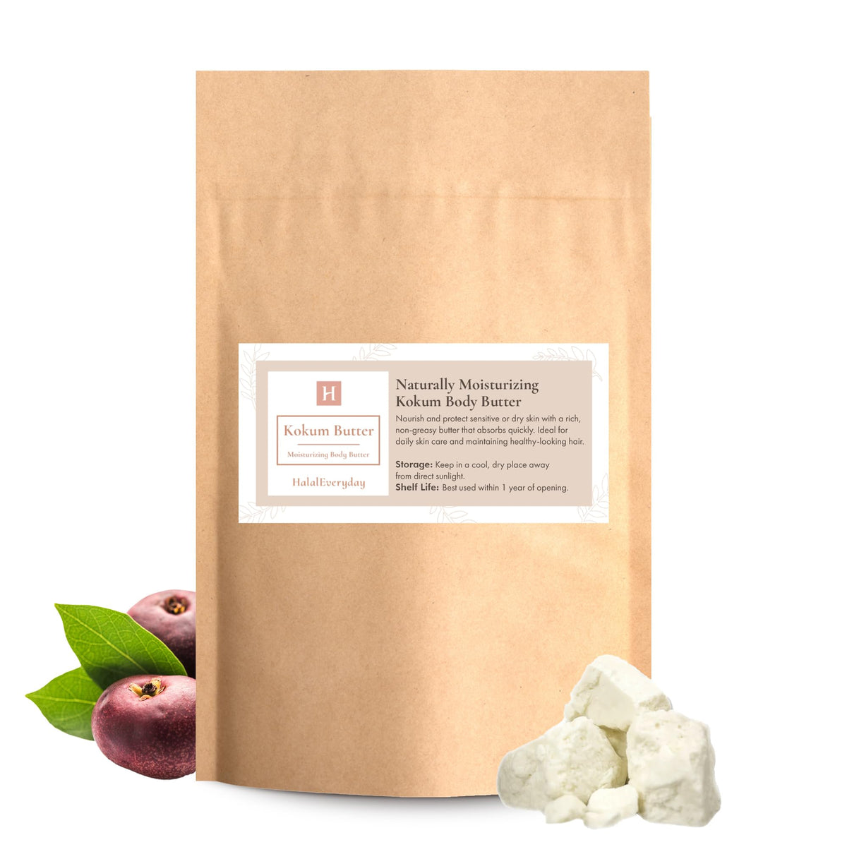 SpirZon Kokum Butter 1lb reseal bag ready for DIY skincare.