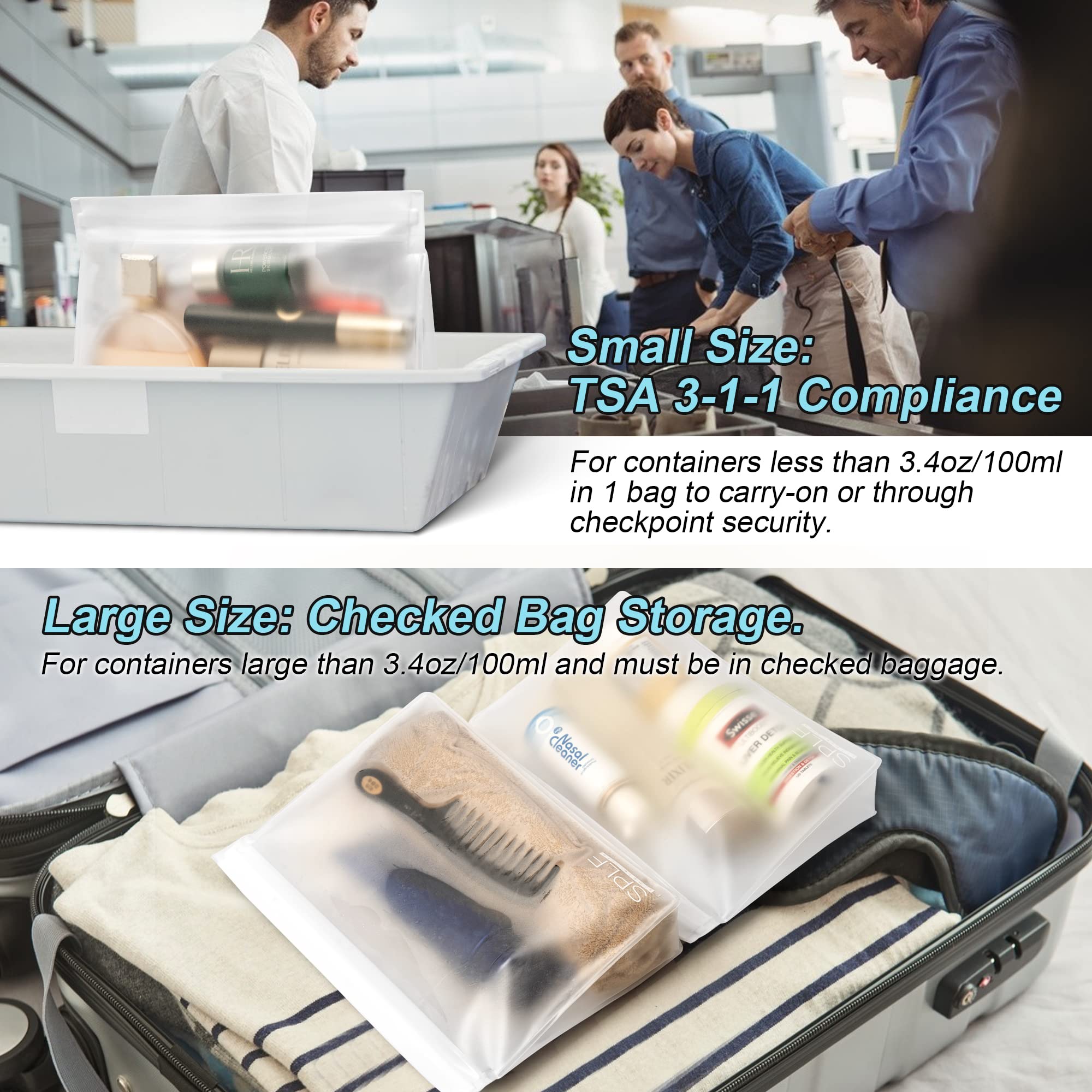 SPLF leakproof seal close-up highlights airtight zipper to prevent spills.