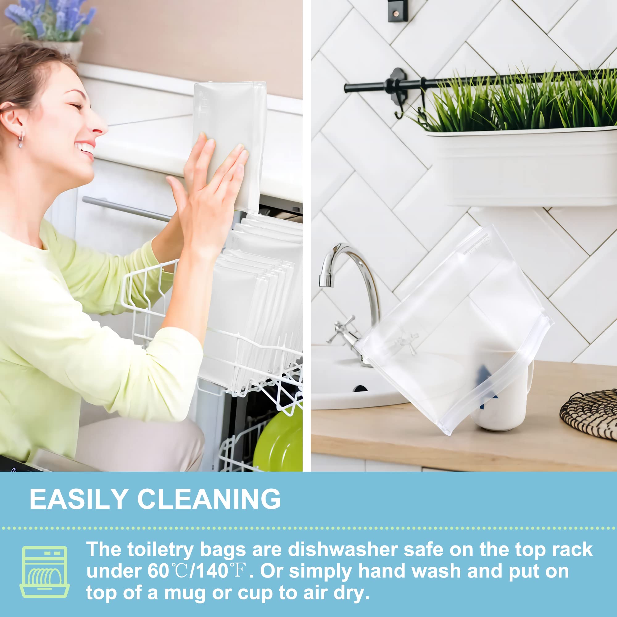 SPLF travel-friendly bag in kitchen and bathroom settings demonstrates versatile storage.