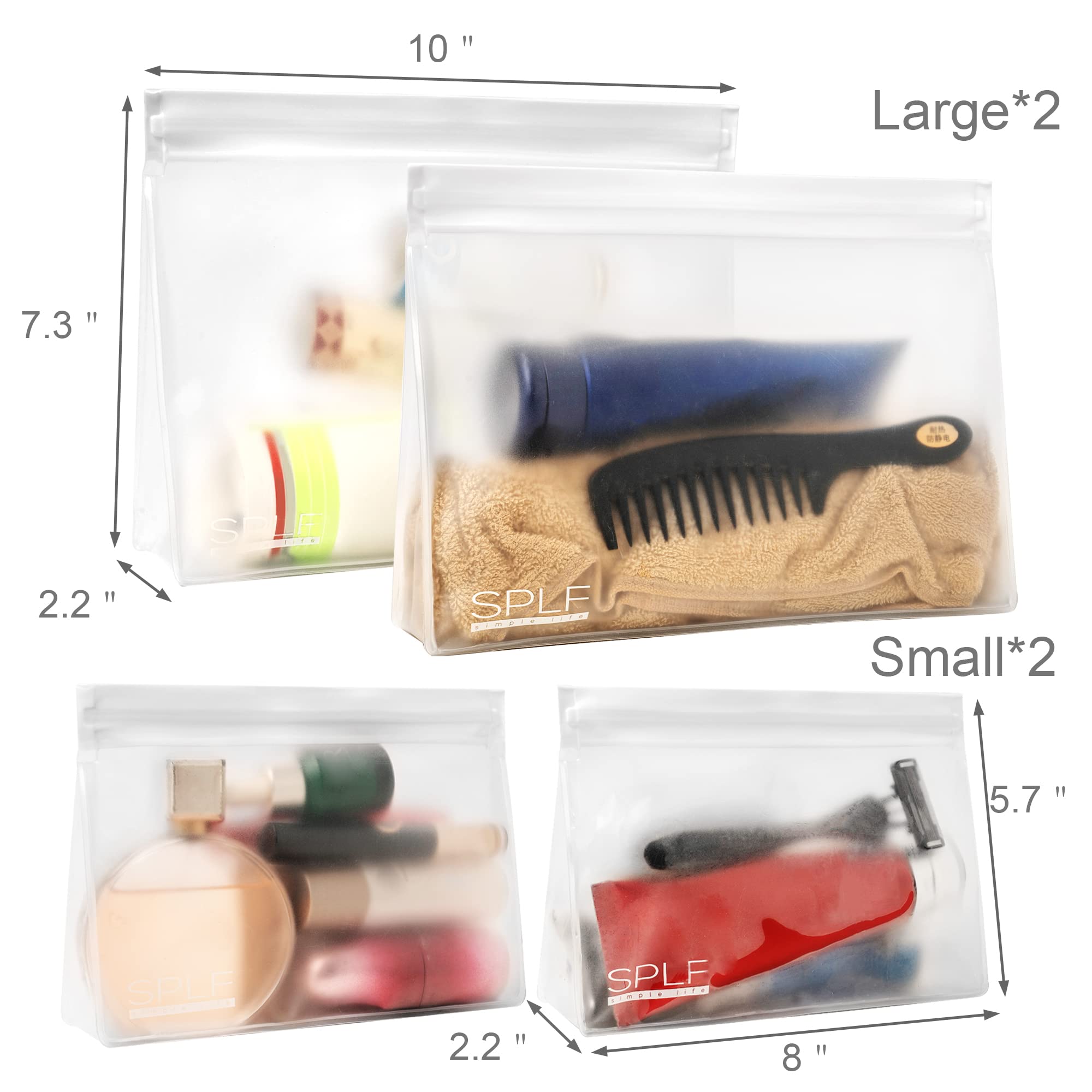 SPLF large transparent toiletry bag inside luggage keeps items organized.