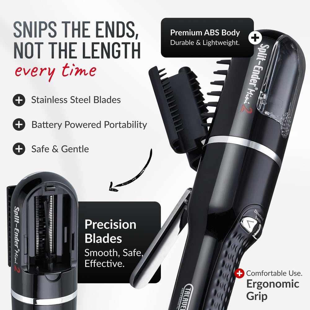 Split-Ender Mini2 in-use trimming dry hair for precise ends