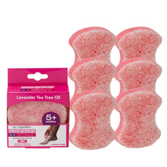 Spongables Pedi Scrub Lavender dual-texture sponge for exfoliation and cleansing at home.