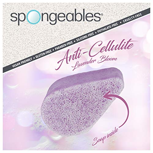 Lavender setup with foam demonstrates at-home spa cleansing using Spongeables.