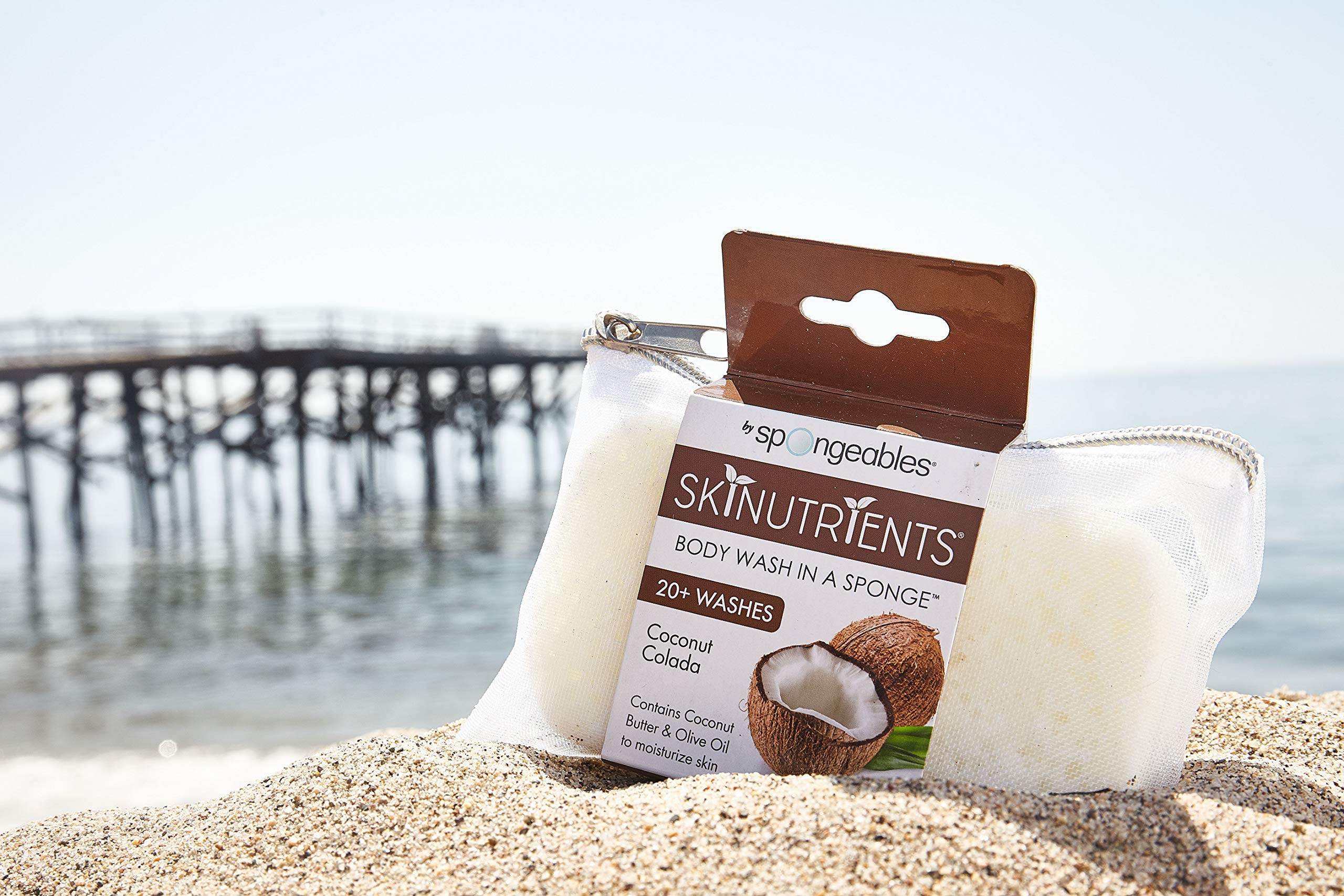 Spongeables Coconut Colada creamy-lather close-up shows rich, fragrant bubbles for a pampering shower