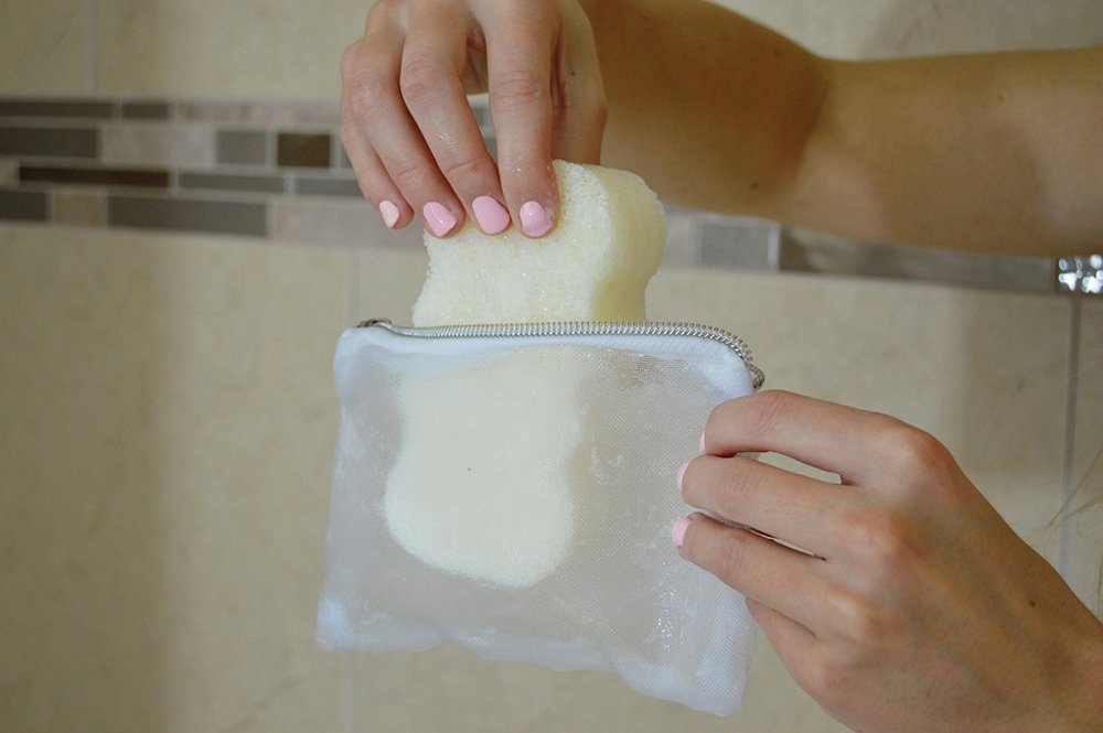 Spongeables exfoliating textured side highlights effective removal of dull skin