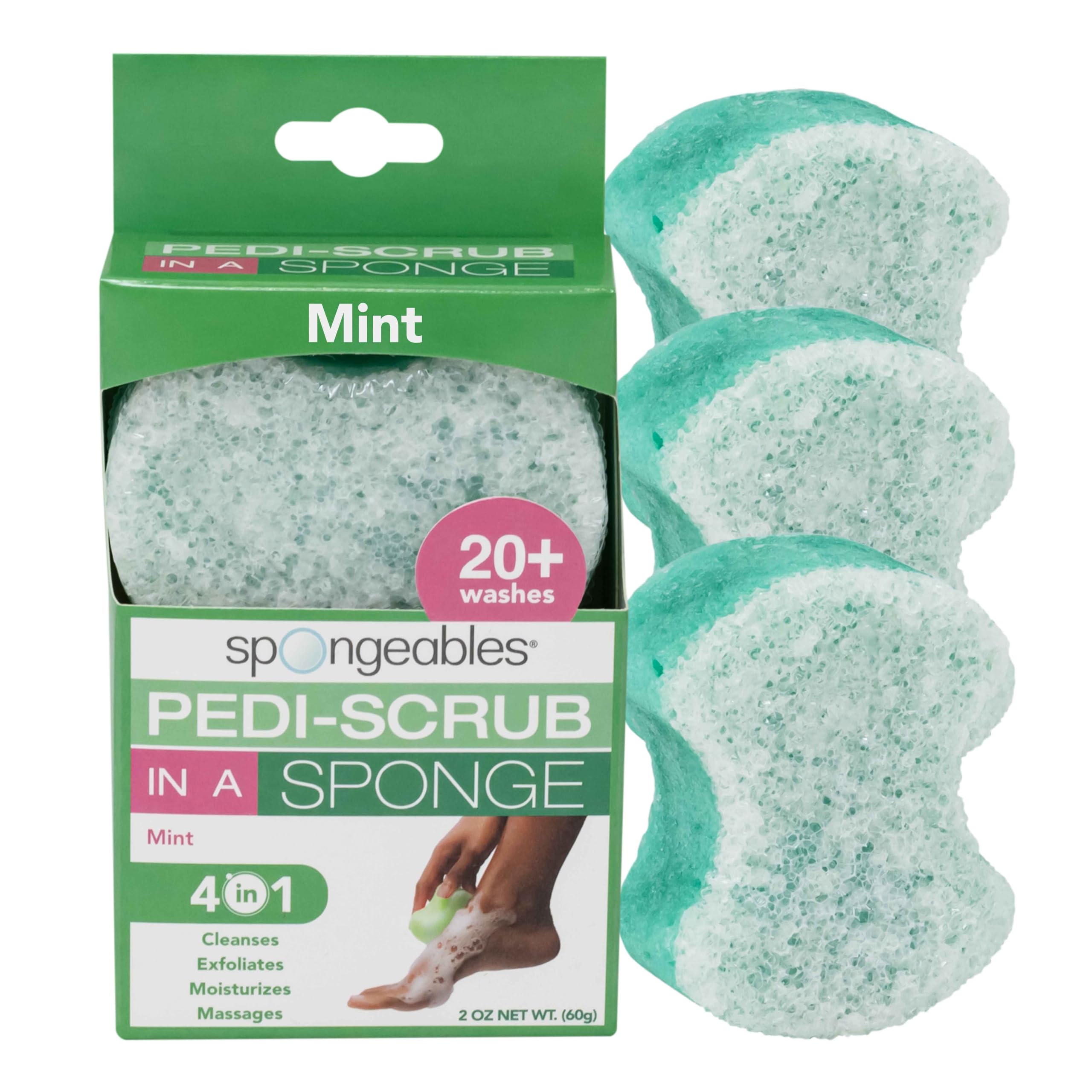 Spongeables Pedi Scrub foot spa bubbles provide refreshing cleanse for tired feet.