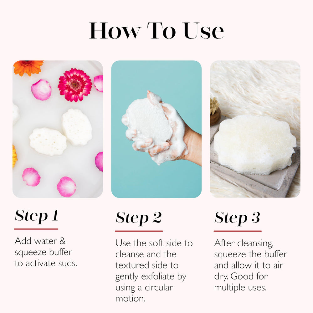 At-home spa-like pedicure with SPONGELLÉ Pedi-Buffer for pampered feet.