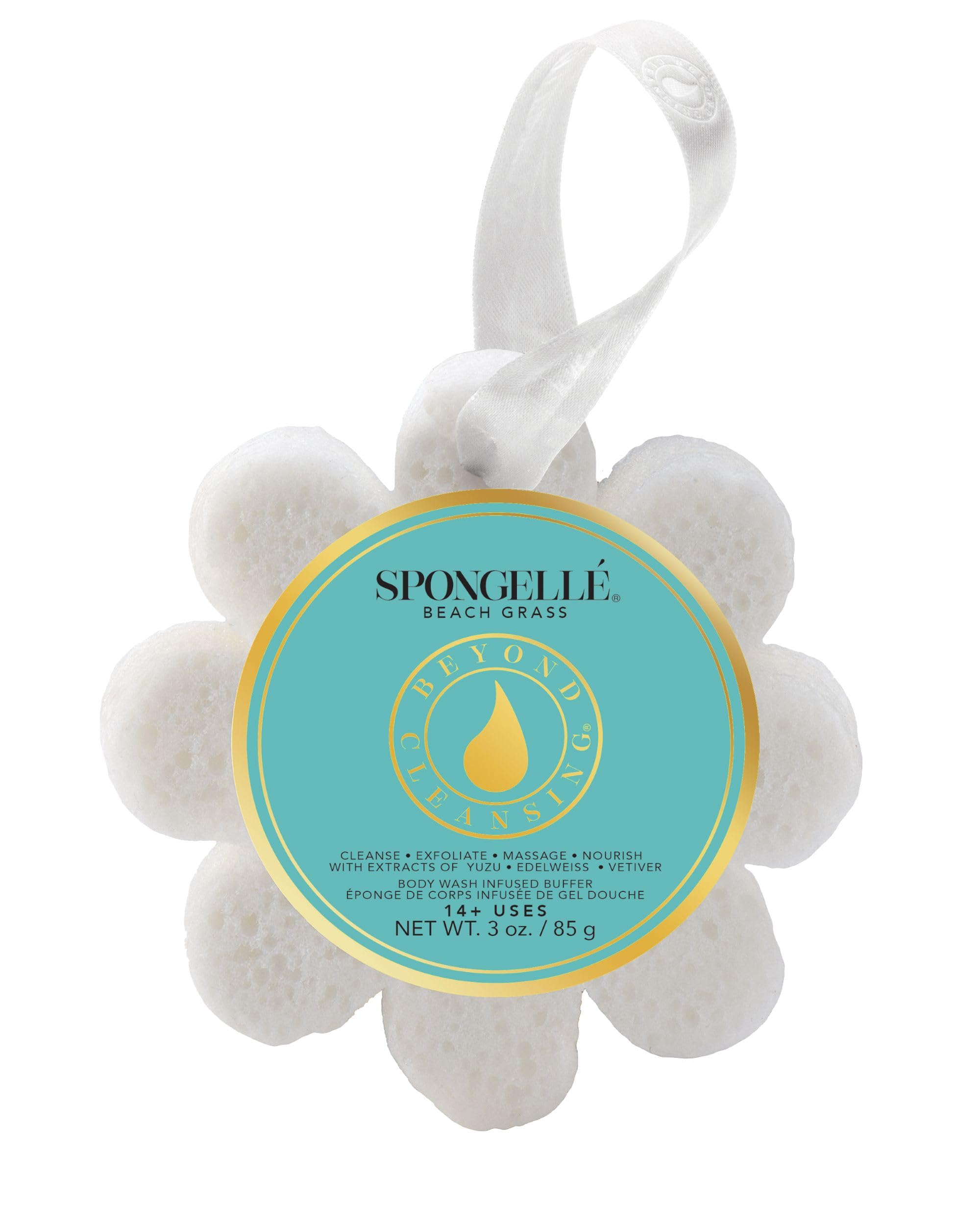 SPONGELLÉ Beach Grass Wild Flower Buffer front view showing gentle exfoliation and cleansing.