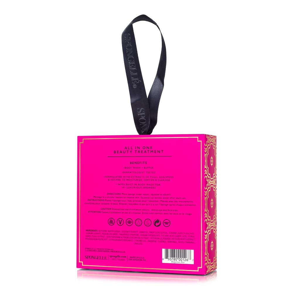 Spongellé Bulgarian Rose brand logo shot reinforces quality and fragrance