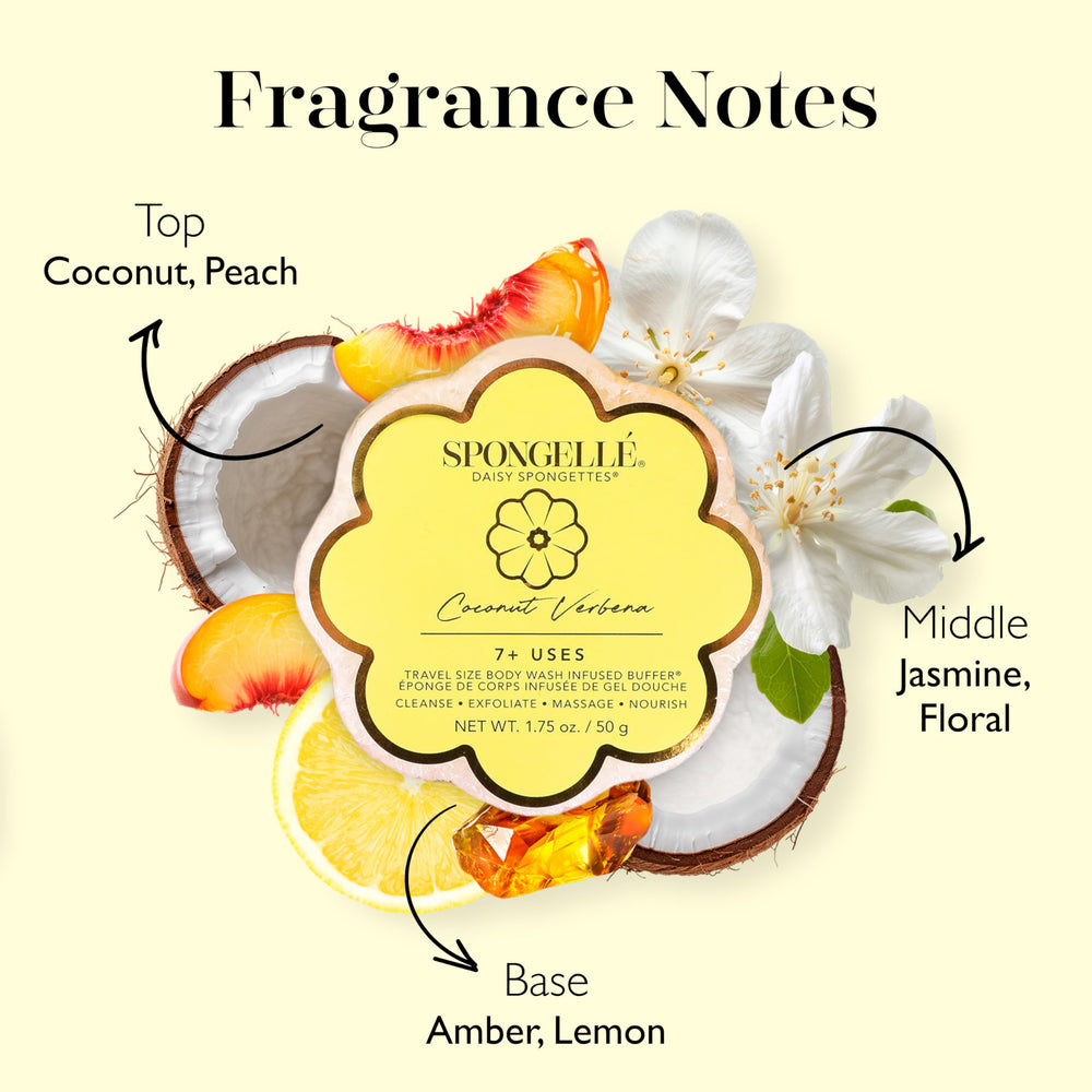 SPONGELLÉ coconut-verbena-infused sponge cleans while delivering a tropical aroma