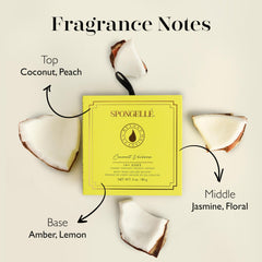 SPONGELLÉ Coconut Verbena infused buffer delivers gentle exfoliation and soothing fragrance