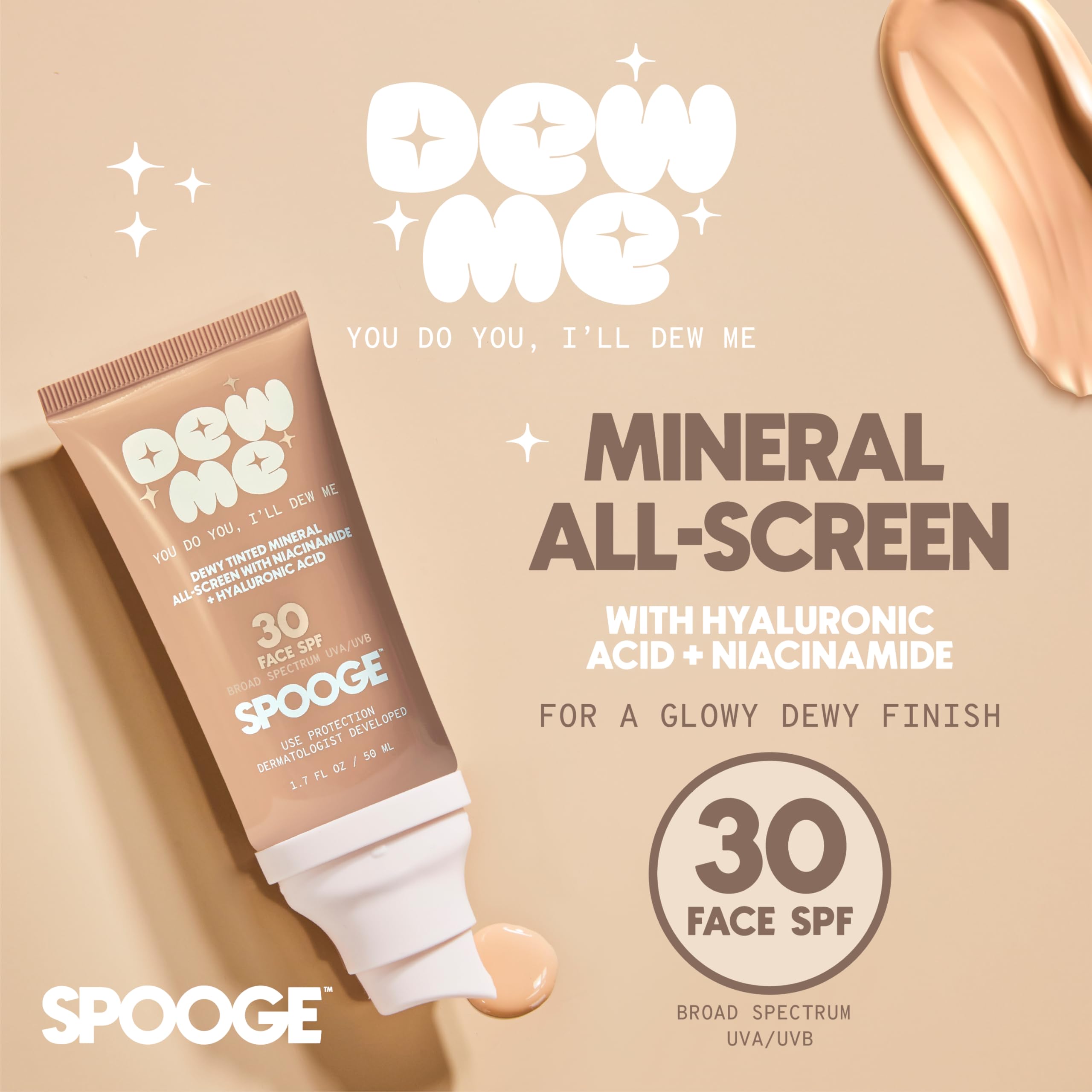SPOOGE Dew Me on-hand swirl demonstrates hydrating formula and dewy finish